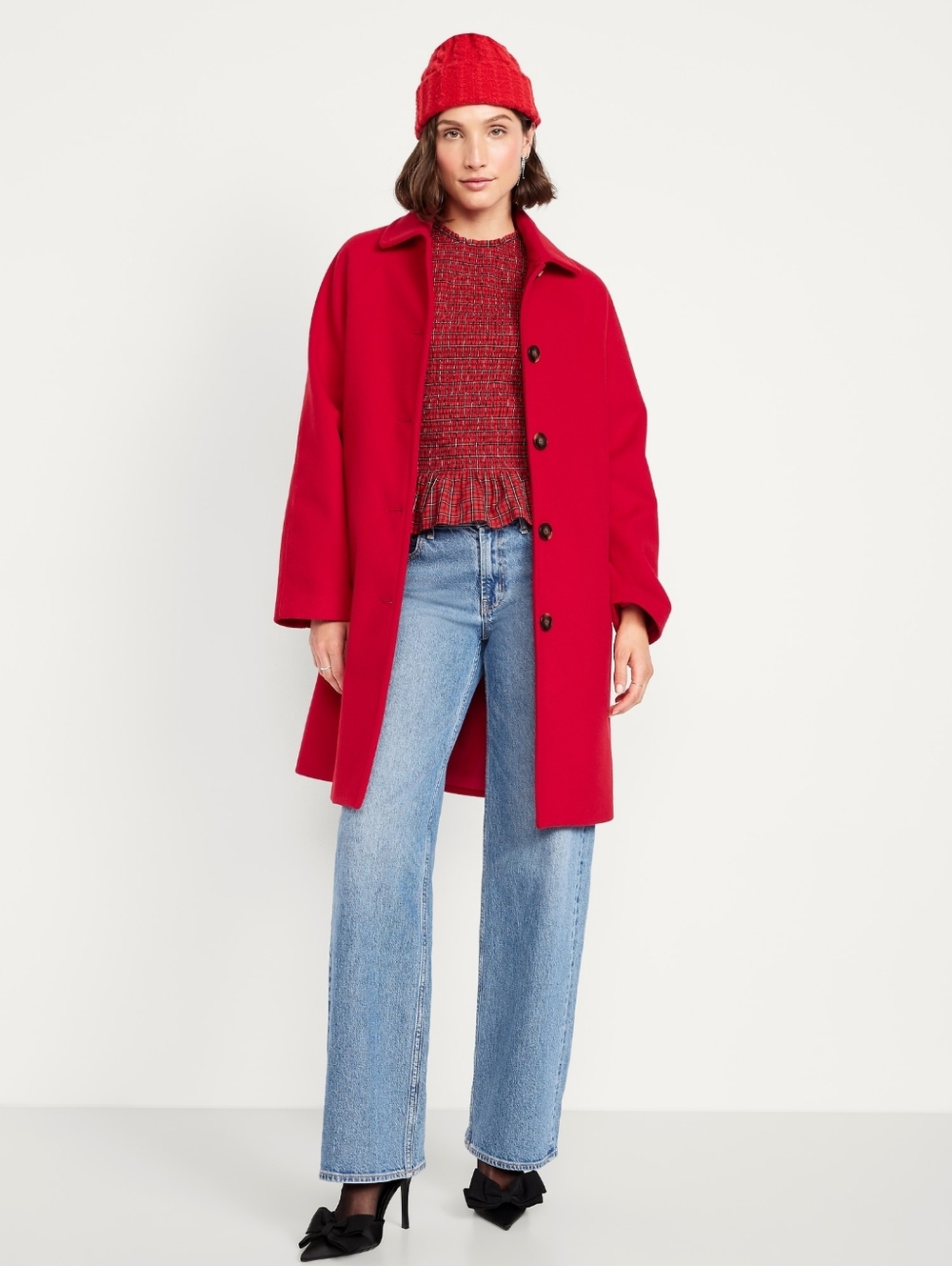 Old Navy Petite Relaxed Button Front Mac Coat